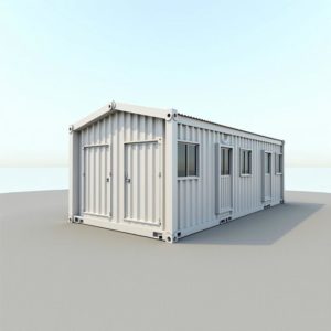 Модульное здание МЗ-02 из 2-х блок-контейнеров с двускатной крышей 